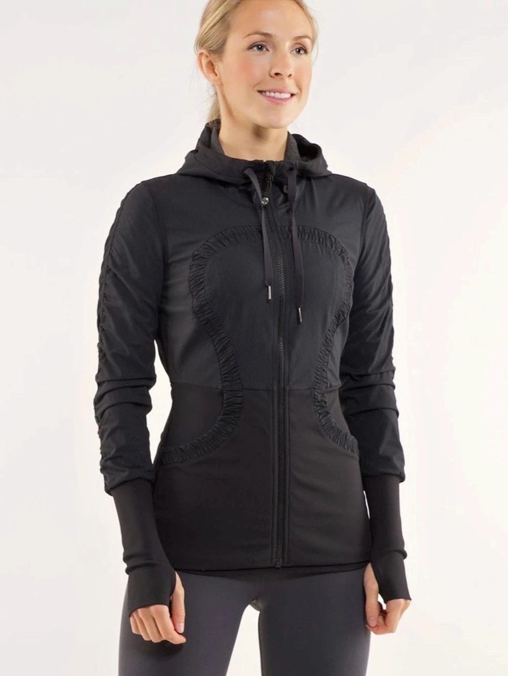 Lululemon Nice Asana Jacket *Ruffle Black Hooded Jacket